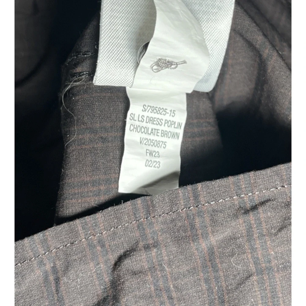 Banana Republic Sz M Dark Brown Men Tailored Slim Fit Poplin Dress Shirt Cotton